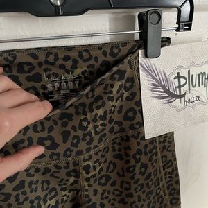 Nicole Miller Leopard Print Olive Green Leggings